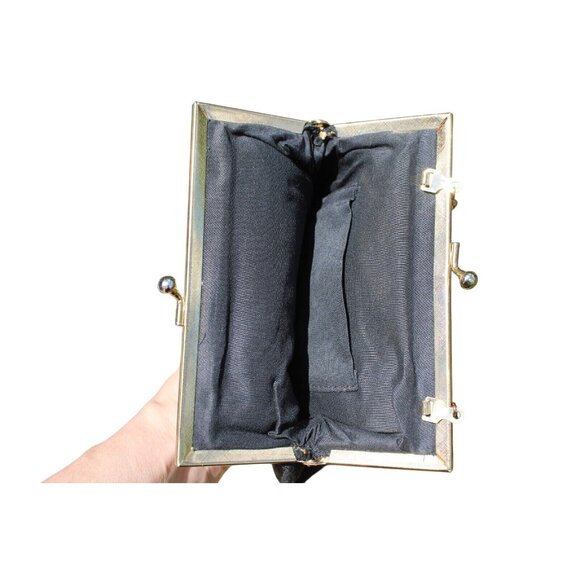 Vintage Floral Tapestry Handbag Goldtone Clasp Rope Chain Handle - Picture 5 of 9